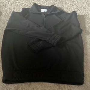 Lou & Grey black 1/4 zip with smocked wrists and hem